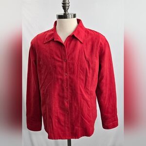 Cato  Women’s Snap Shirt/Jacket  Size XL, Suede Like Material Red